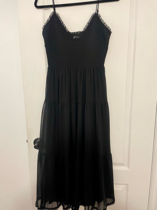 Wilfred Dresses & Skirts - Wilfred Black Smocked Dress with Ruffle Trim